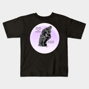 Rodin's "Thinker" tries to remember... Kids T-Shirt